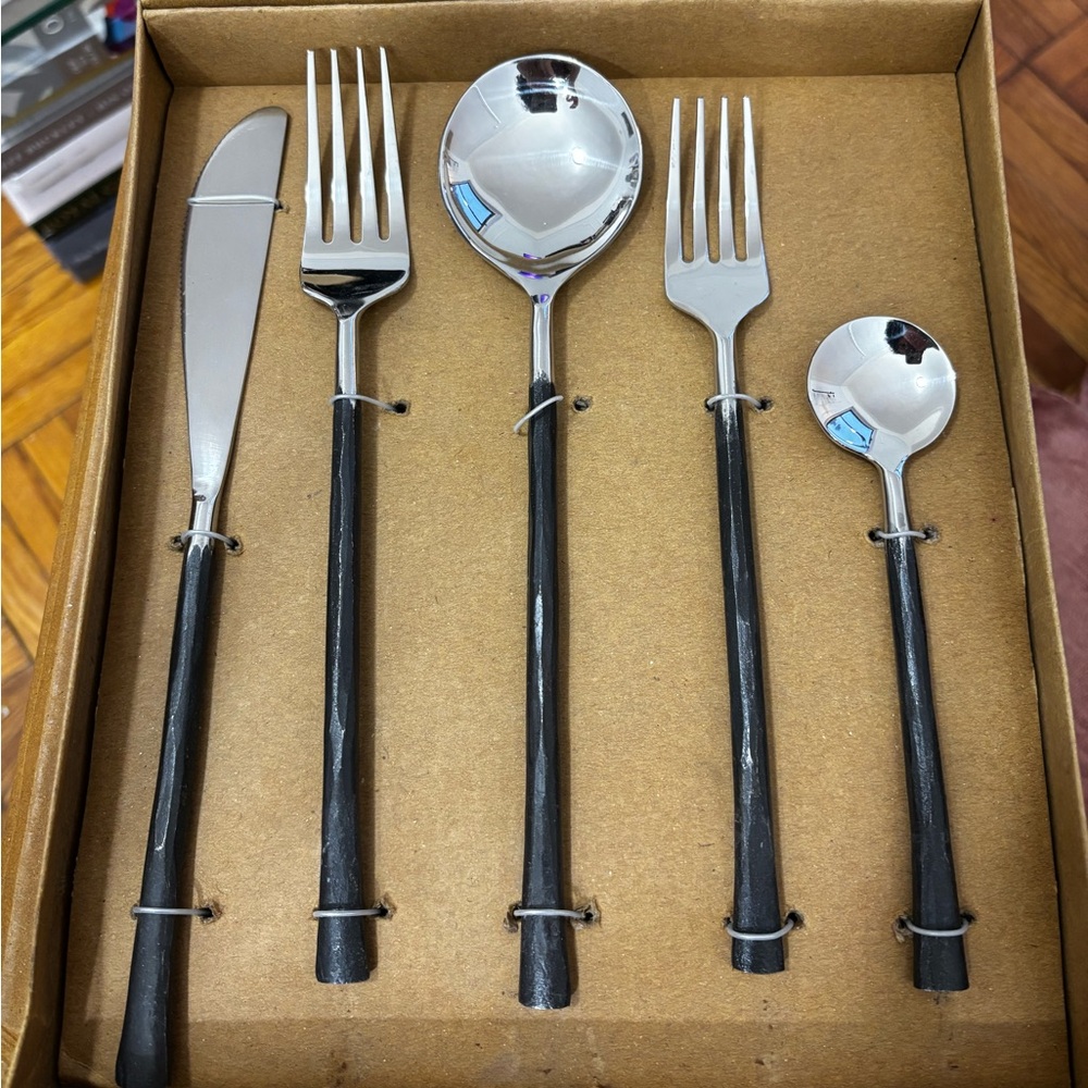 2 sets of Anthropologie Forest Cutlery Flatware Forks Knives Spoons NWT